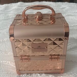 Impressions Metallic Rose Gold Train case Cosmetic Organizer